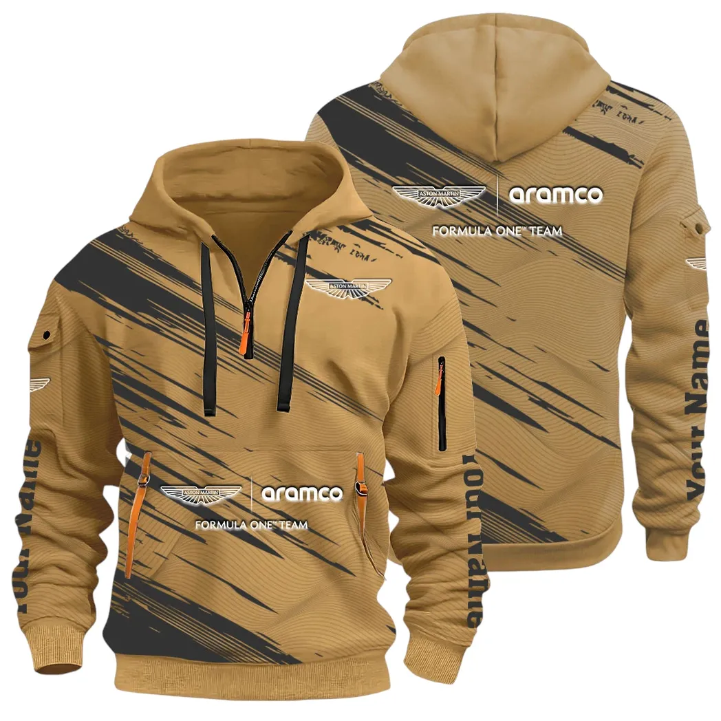 Elegant Grand Tourer Hoodie Half Zip 3D, Casual Fit for Everyday Wear Hoodie CAR514 - Khaki