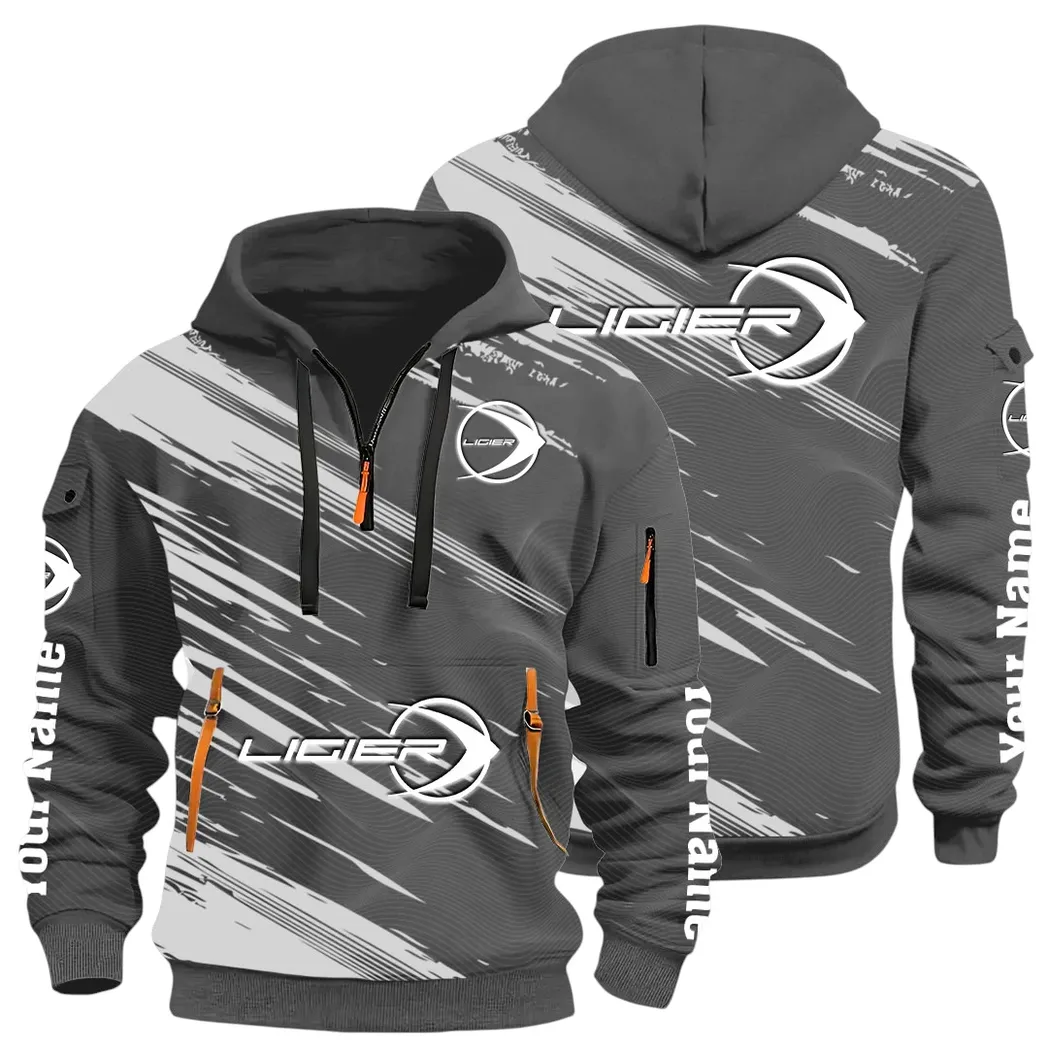 Racing Auto Hoodie Half Zip 3D, Streetwear Casual Look Outfit CAR514 - Dark Gray