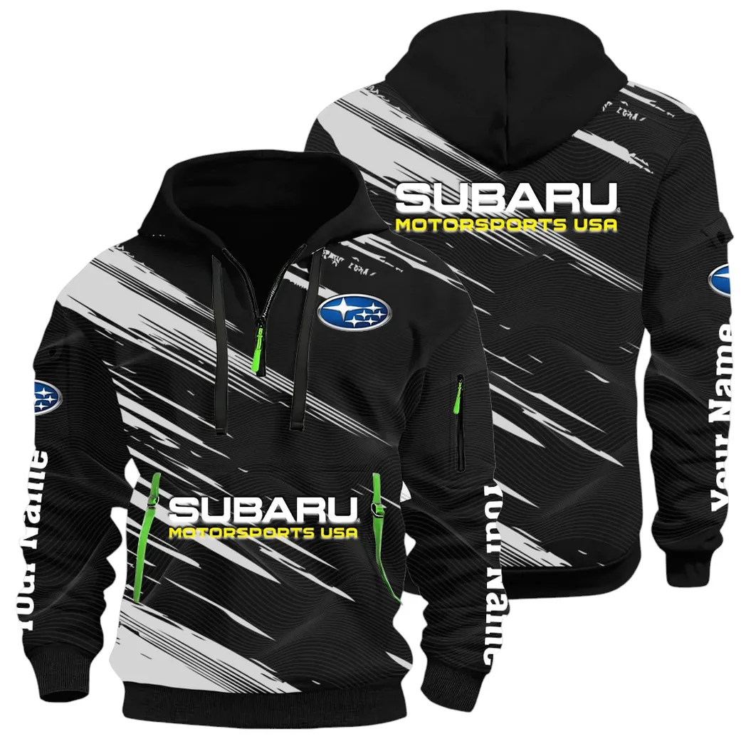 All-Wheel Drive Car Hoodie Half Zip 3D, Sporty Everyday Wear Hoodie CAR514 - Black