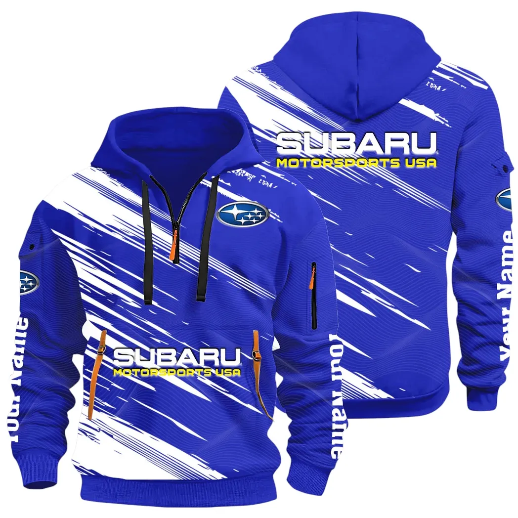 All-Wheel Drive Car Hoodie Half Zip 3D, Sporty Everyday Wear Hoodie CAR514 - Blue