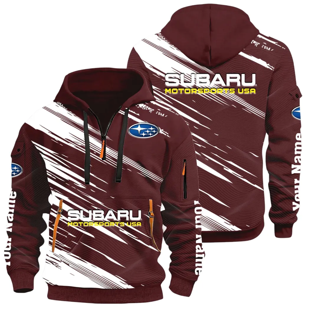 All-Wheel Drive Car Hoodie Half Zip 3D, Sporty Everyday Wear Hoodie CAR514 - Dark Red