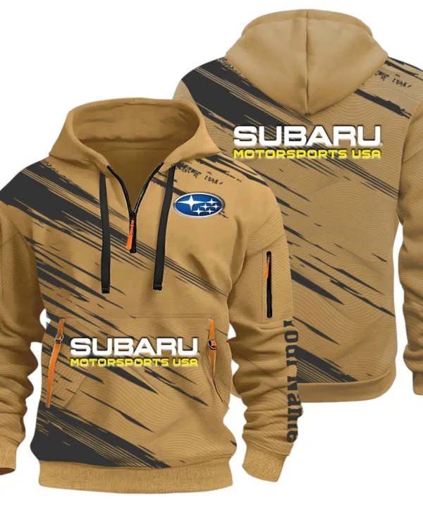 All-Wheel Drive Car Hoodie Half Zip 3D, Sporty Everyday Wear Hoodie CAR514 - Khaki
