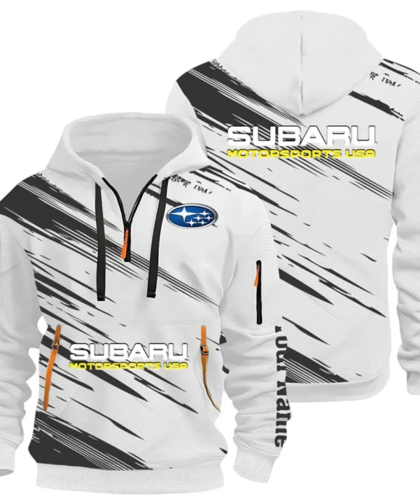 All-Wheel Drive Car Hoodie Half Zip 3D, Sporty Everyday Wear Hoodie CAR514 - White