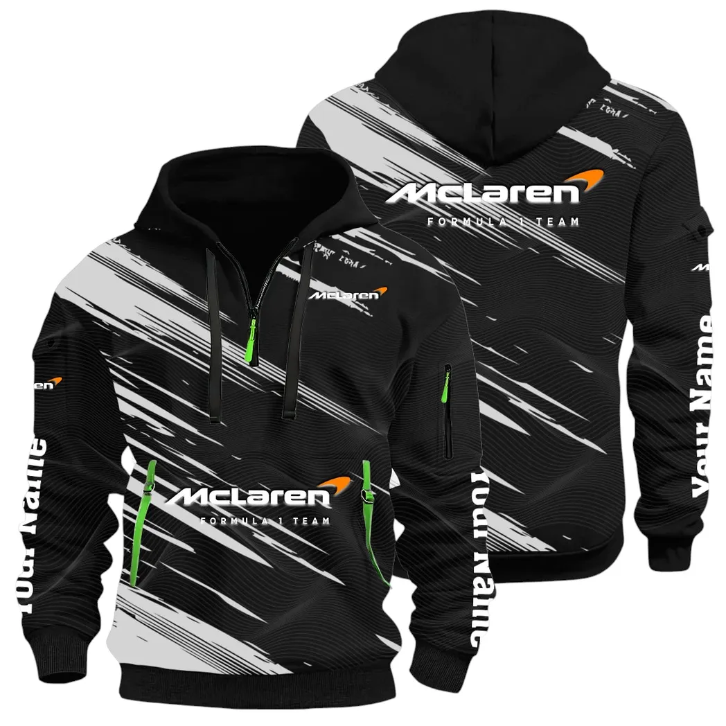 Track Monster Hoodie Half Zip 3D, Urban Casual Comfort Hoodie CAR514 - Black