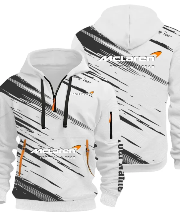 Track Monster Hoodie Half Zip 3D, Urban Casual Comfort Hoodie CAR514 - White