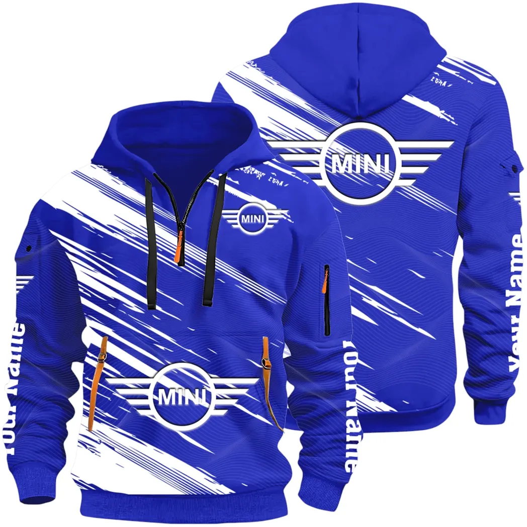 Car Zippy Compact Hoodie Half Zip 3D, Comfortable Daily Hoodie CAR514 - Blue