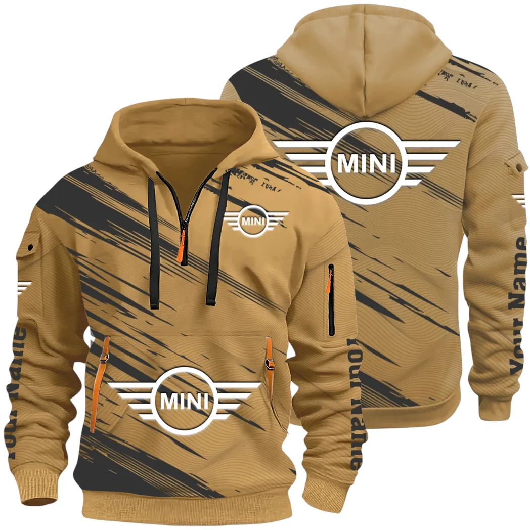 Car Zippy Compact Hoodie Half Zip 3D, Comfortable Daily Hoodie CAR514 - Khaki