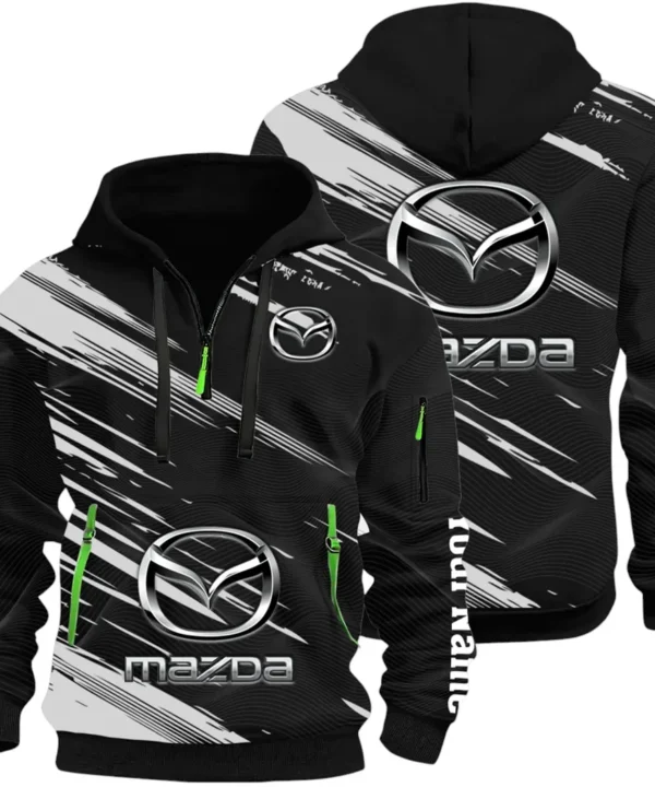 Sport Hatchback Hoodie Half Zip 3D, Classic Comfortable Hoodie Style CAR514 - Black