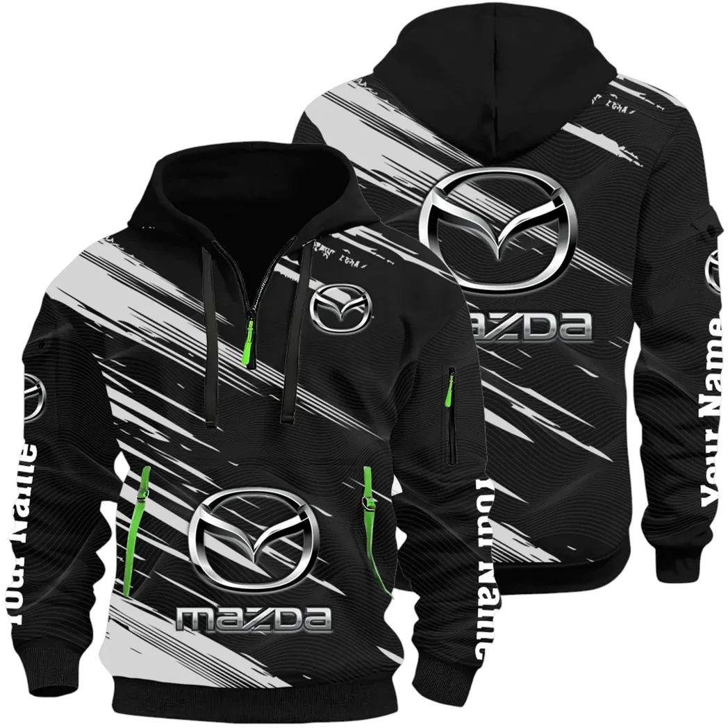 Sport Hatchback Hoodie Half Zip 3D, Classic Comfortable Hoodie Style CAR514 - Black