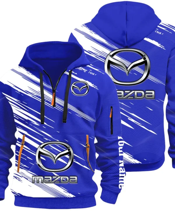 Sport Hatchback Hoodie Half Zip 3D, Classic Comfortable Hoodie Style CAR514 - Blue