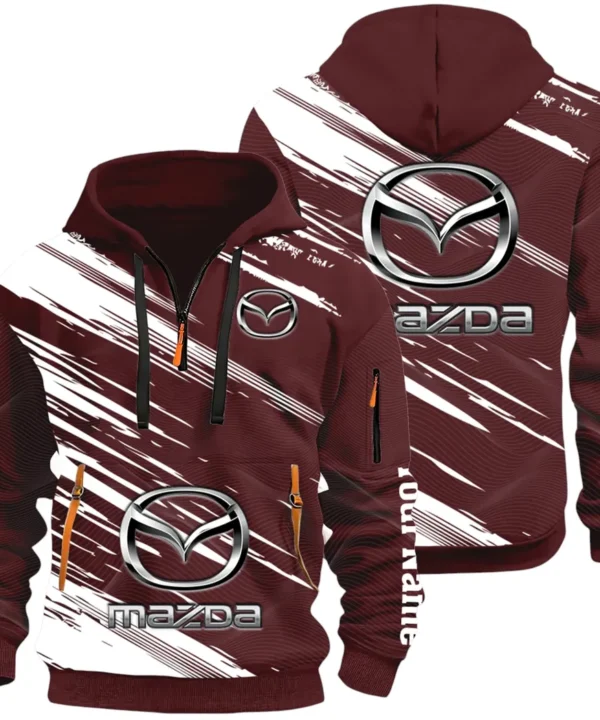 Sport Hatchback Hoodie Half Zip 3D, Classic Comfortable Hoodie Style CAR514 - Dark Red