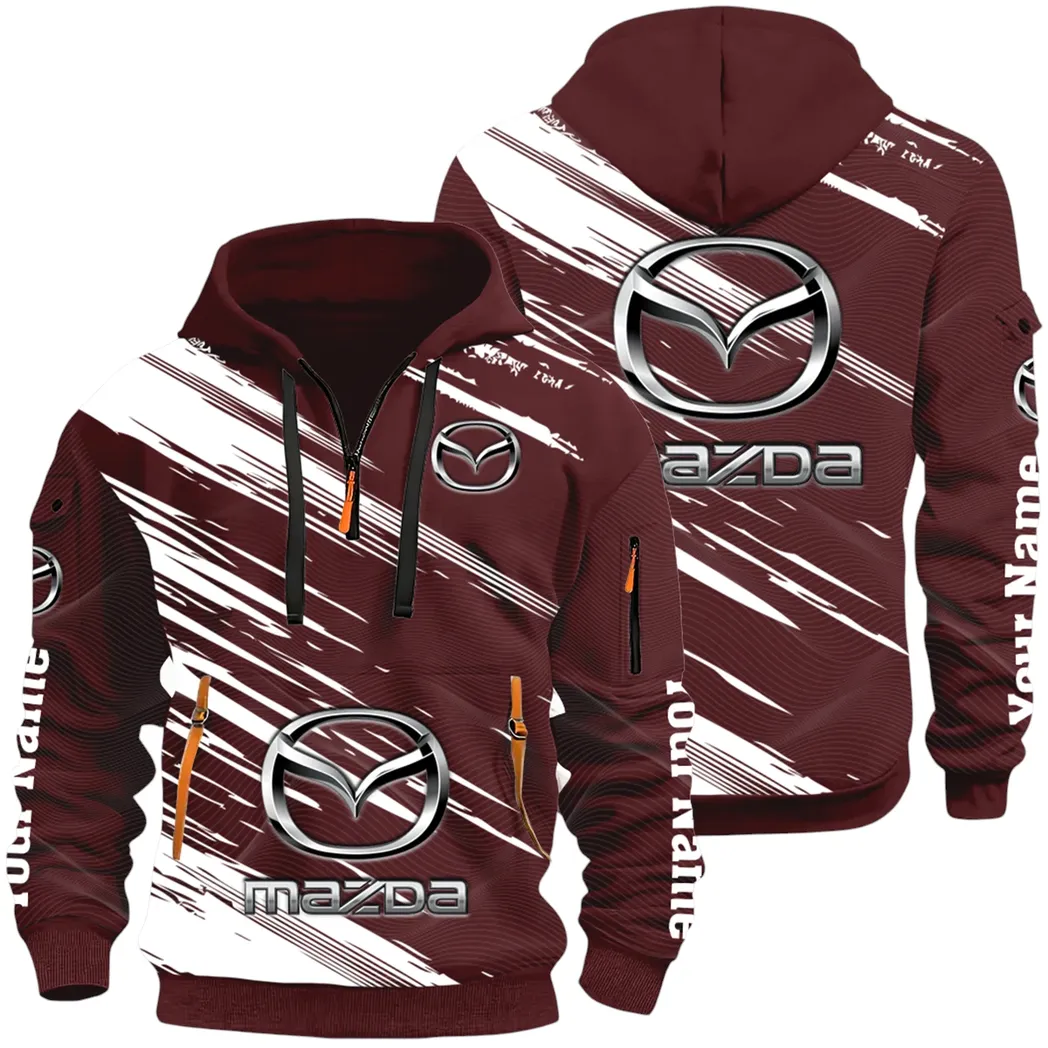 Sport Hatchback Hoodie Half Zip 3D, Classic Comfortable Hoodie Style CAR514 - Dark Red