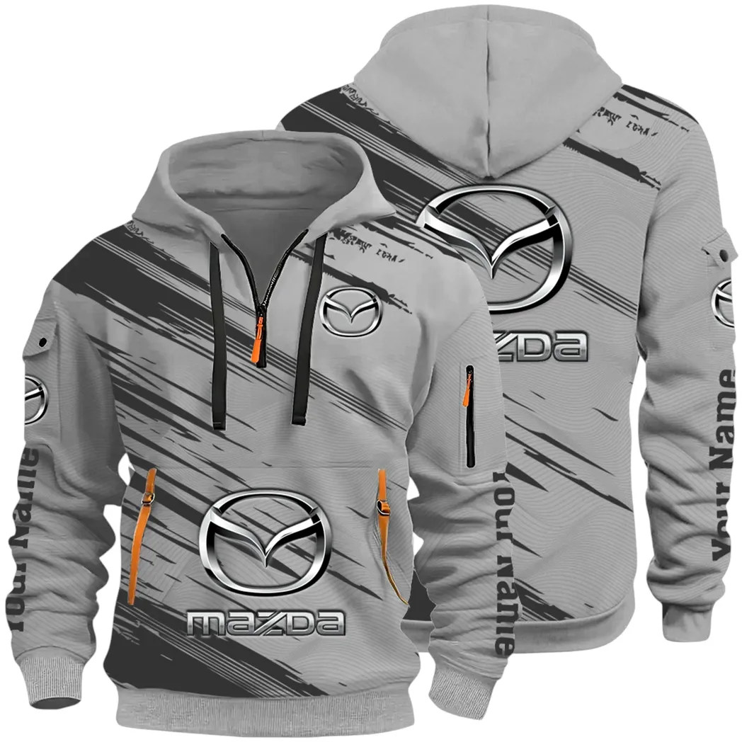 Sport Hatchback Hoodie Half Zip 3D, Classic Comfortable Hoodie Style CAR514 - Gray