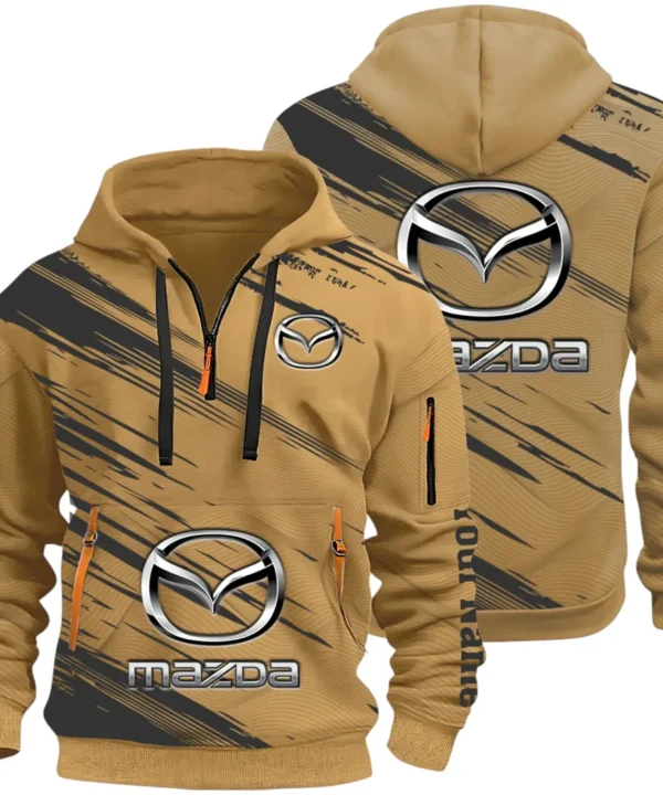 Sport Hatchback Hoodie Half Zip 3D, Classic Comfortable Hoodie Style CAR514 - Khaki