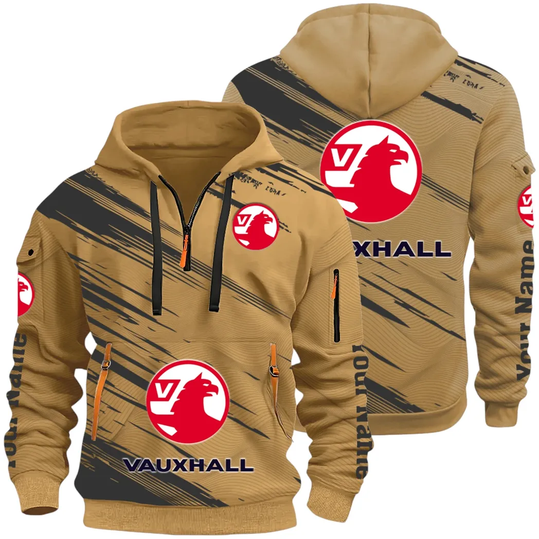 Everyday Auto Hoodie Half Zip 3D, Sporty & Casual Everyday Wear Hoodie CAR514 - Khaki