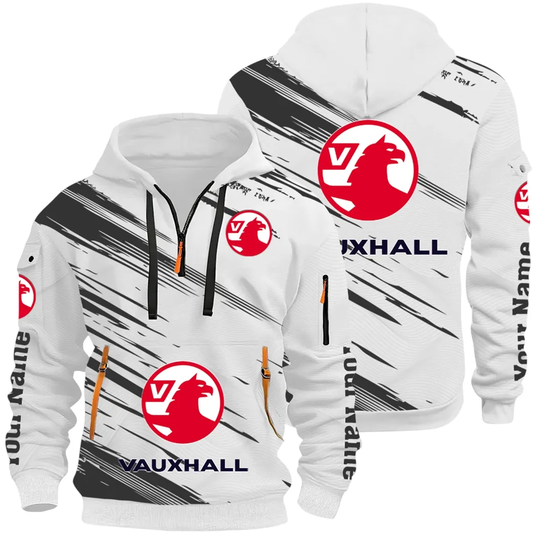 Everyday Auto Hoodie Half Zip 3D, Sporty & Casual Everyday Wear Hoodie CAR514 - White
