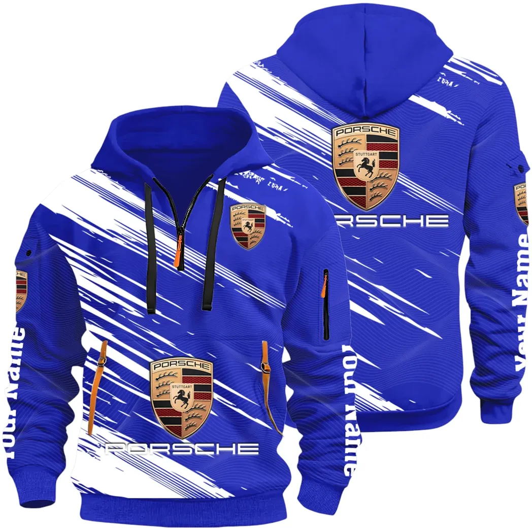 High-Speed Roadster Hoodie Half Zip 3D, Comfortable Everyday Hoodie CAR514 - Blue