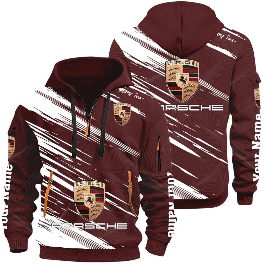 High-Speed Roadster Hoodie Half Zip 3D, Comfortable Everyday Hoodie CAR514 - Dark Red