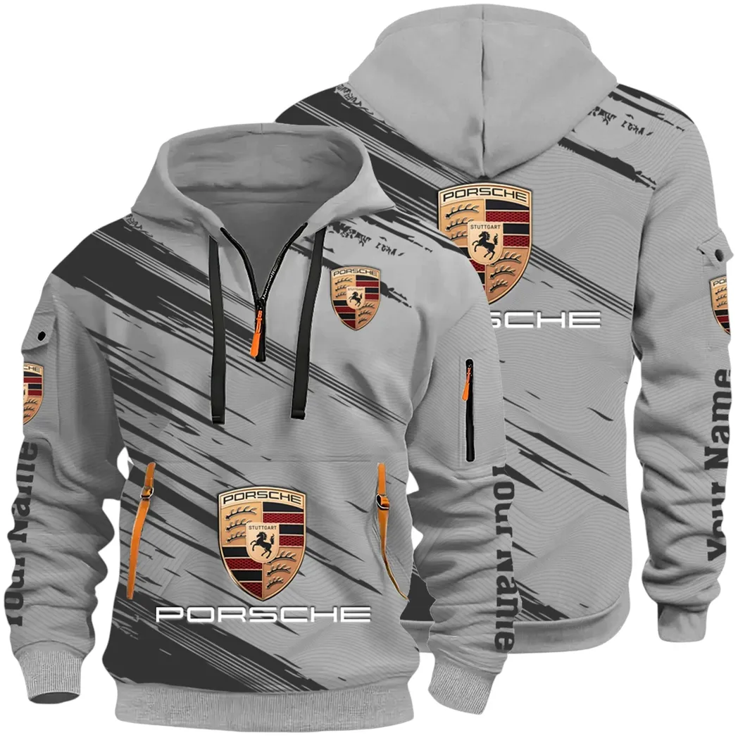 High-Speed Roadster Hoodie Half Zip 3D, Comfortable Everyday Hoodie CAR514 - Gray