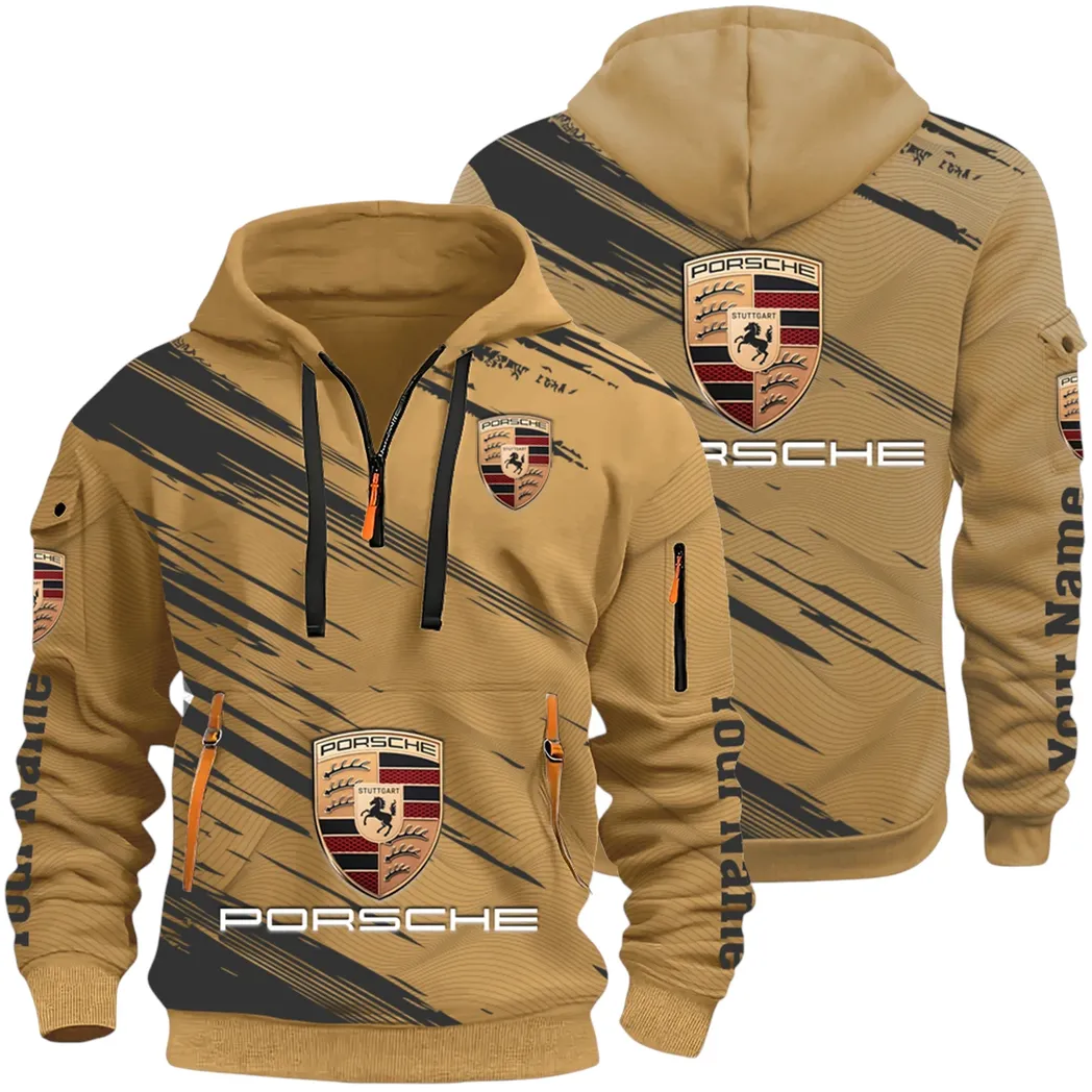 High-Speed Roadster Hoodie Half Zip 3D, Comfortable Everyday Hoodie CAR514 - Khaki