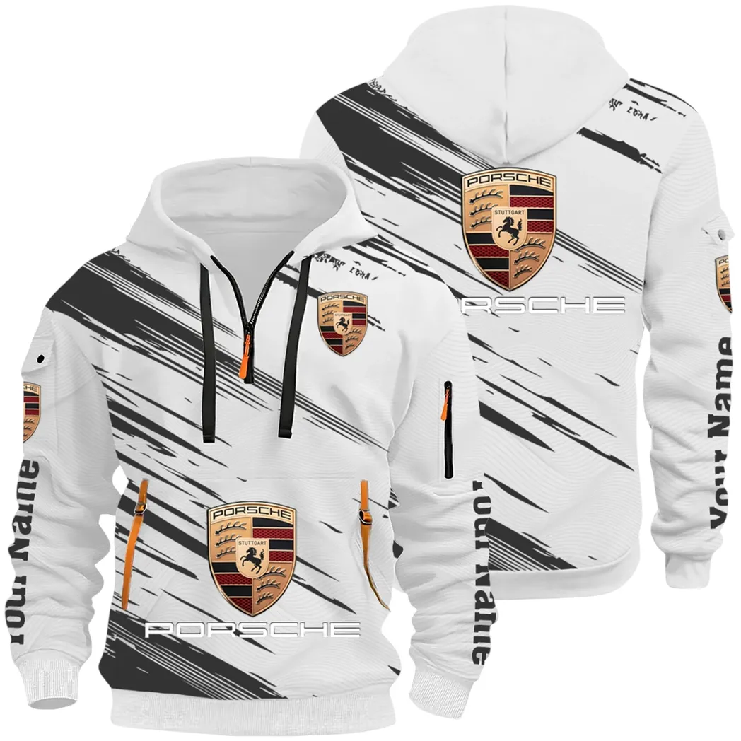 High-Speed Roadster Hoodie Half Zip 3D, Comfortable Everyday Hoodie CAR514 - White