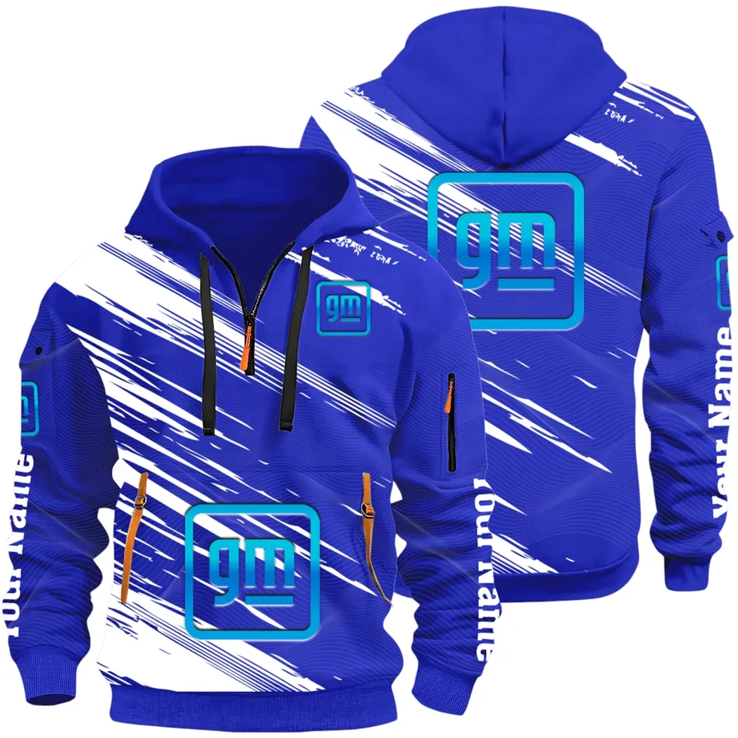 Car Manufacturer Hoodie Half Zip 3D, Streetwear Casual Look Outfit CAR514 - Blue