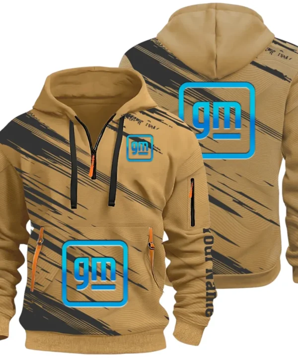 Car Manufacturer Hoodie Half Zip 3D, Streetwear Casual Look Outfit CAR514 - Khaki