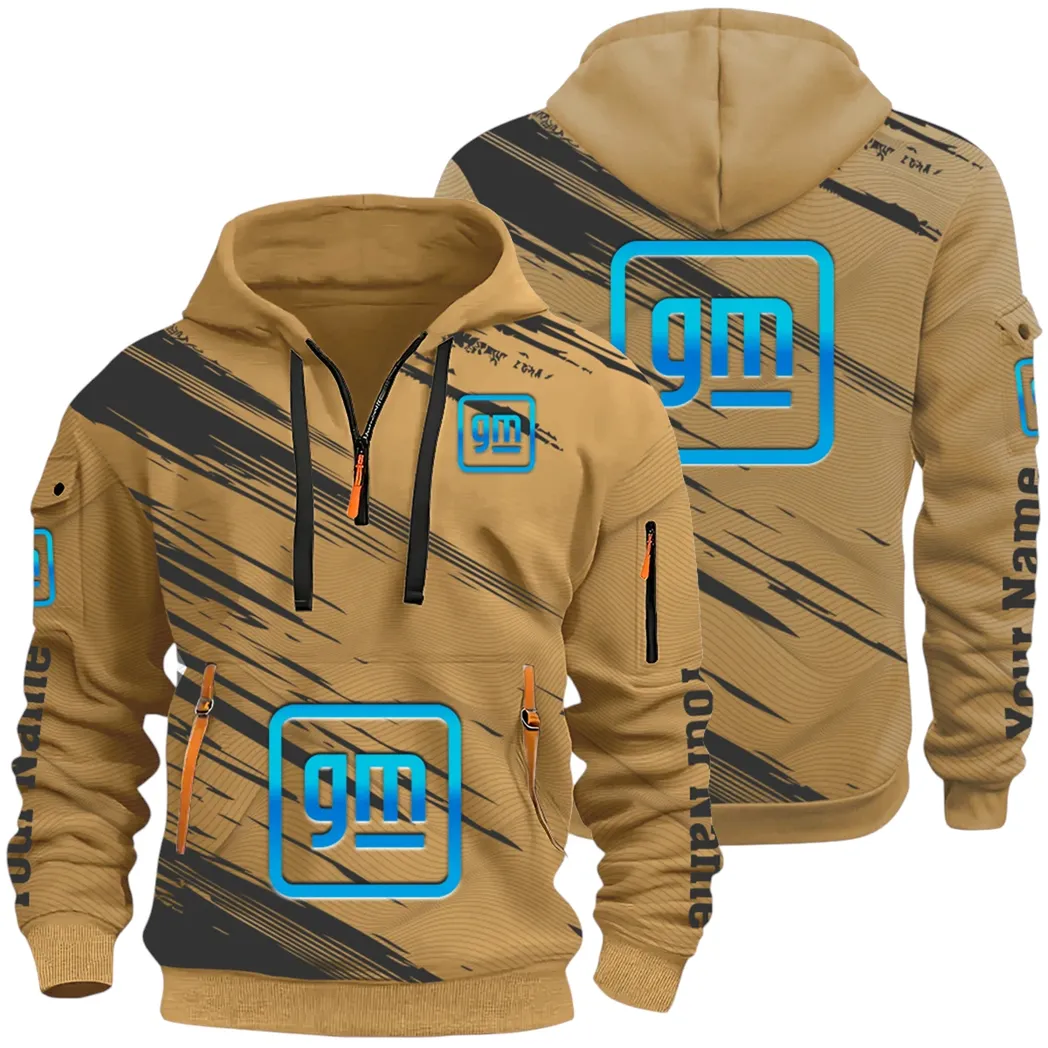 Car Manufacturer Hoodie Half Zip 3D, Streetwear Casual Look Outfit CAR514 - Khaki