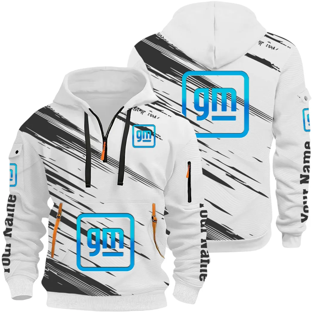 Car Manufacturer Hoodie Half Zip 3D, Streetwear Casual Look Outfit CAR514 - White