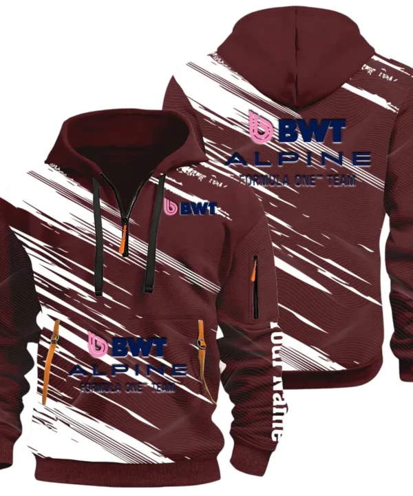 European Sports Car Hoodie Half Zip 3D, Rugged Casual Fit Hoodie CAR514 - Dark Red