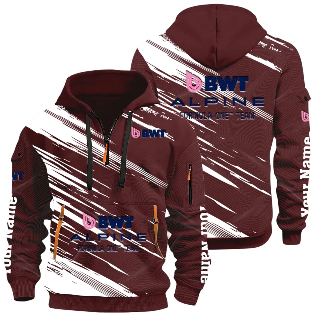 European Sports Car Hoodie Half Zip 3D, Rugged Casual Fit Hoodie CAR514 - Dark Red