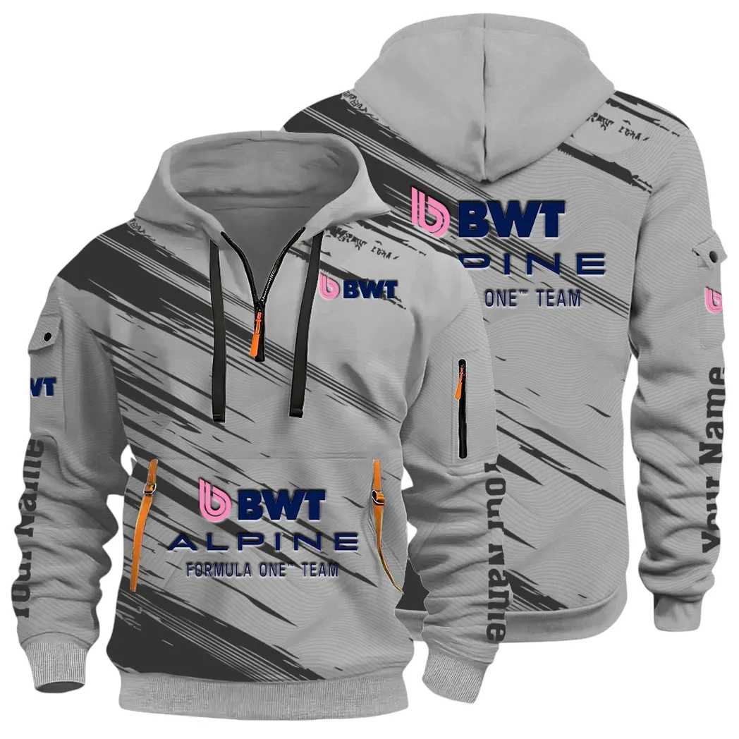 European Sports Car Hoodie Half Zip 3D, Rugged Casual Fit Hoodie CAR514 - Gray