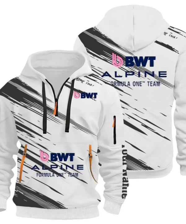 European Sports Car Hoodie Half Zip 3D, Rugged Casual Fit Hoodie CAR514 - White