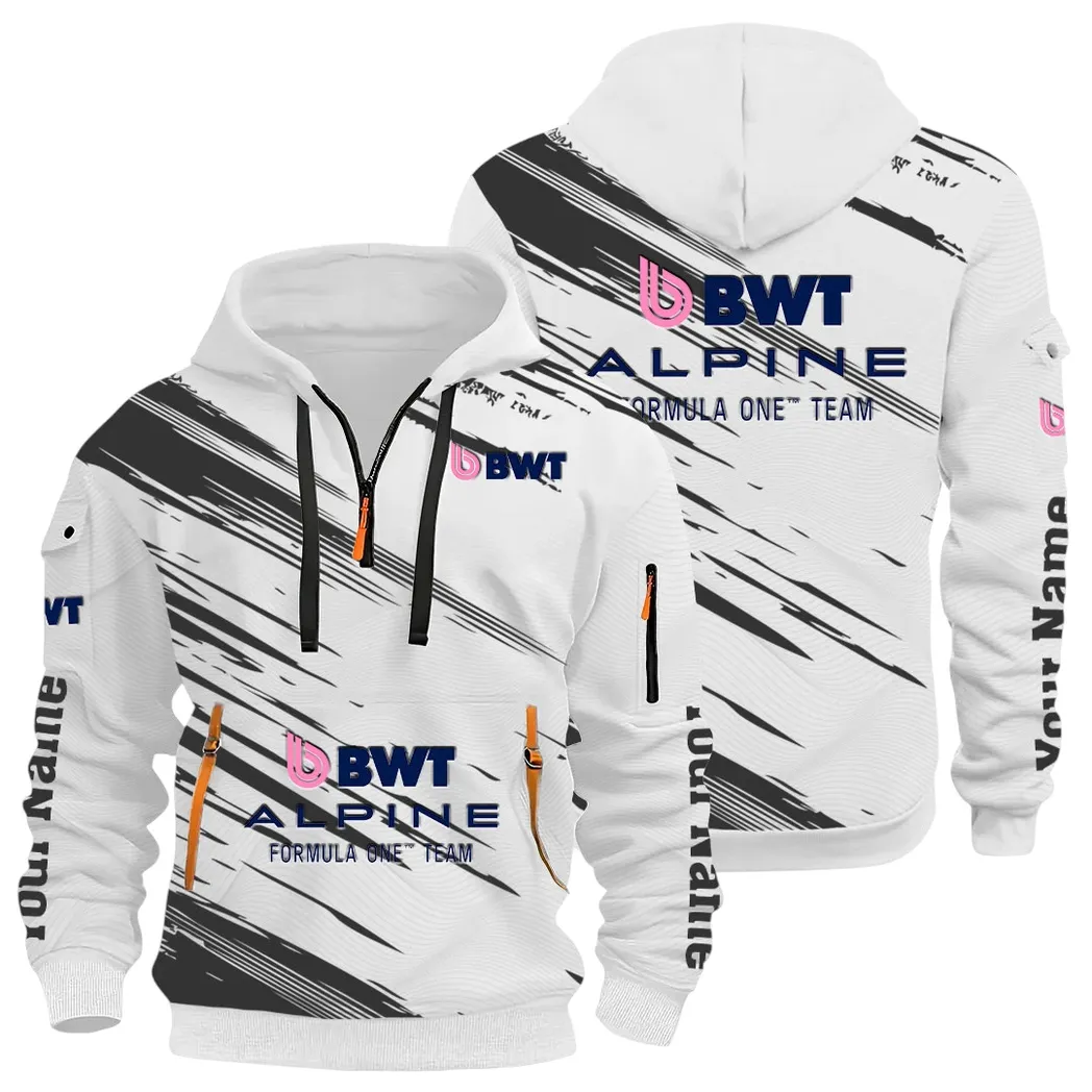 European Sports Car Hoodie Half Zip 3D, Rugged Casual Fit Hoodie CAR514 - White