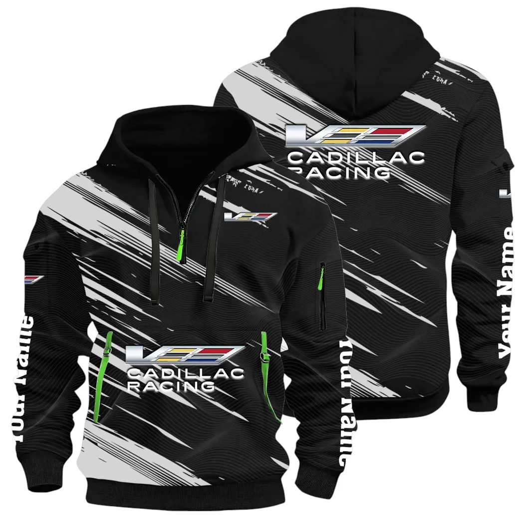 Refined Classic Ride Hoodie Half Zip 3D, Streetwear Casual Look Outfit CAR514 - Black