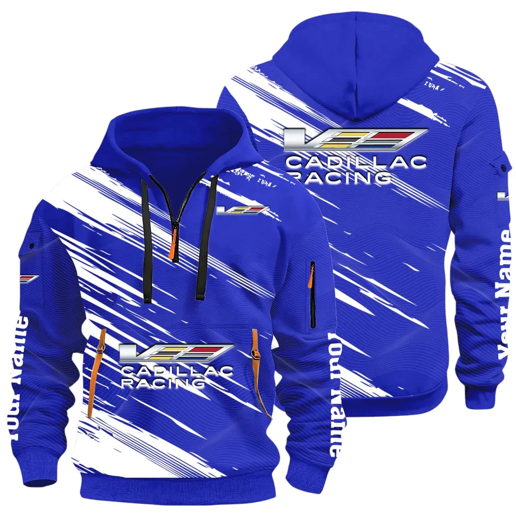 Refined Classic Ride Hoodie Half Zip 3D, Streetwear Casual Look Outfit CAR514 - Blue