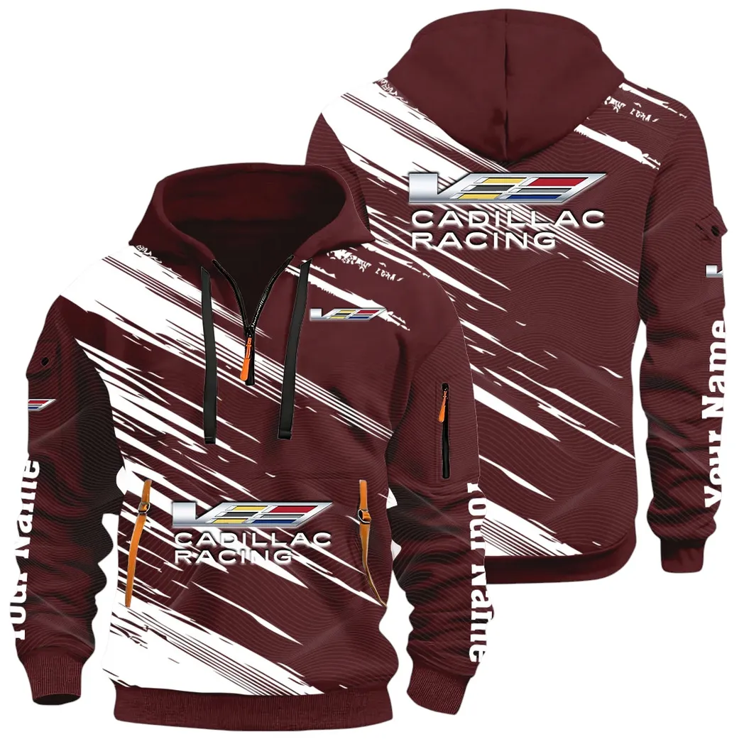Refined Classic Ride Hoodie Half Zip 3D, Streetwear Casual Look Outfit CAR514 - Dark Red