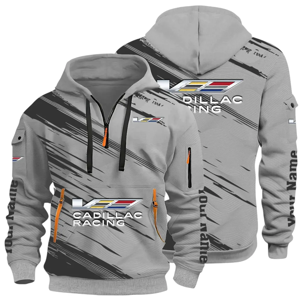 Refined Classic Ride Hoodie Half Zip 3D, Streetwear Casual Look Outfit CAR514 - Gray