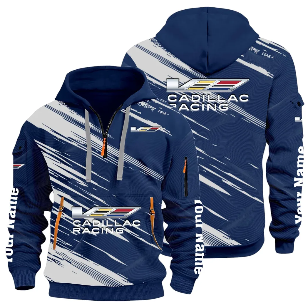 Refined Classic Ride Hoodie Half Zip 3D, Streetwear Casual Look Outfit CAR514 - Navy