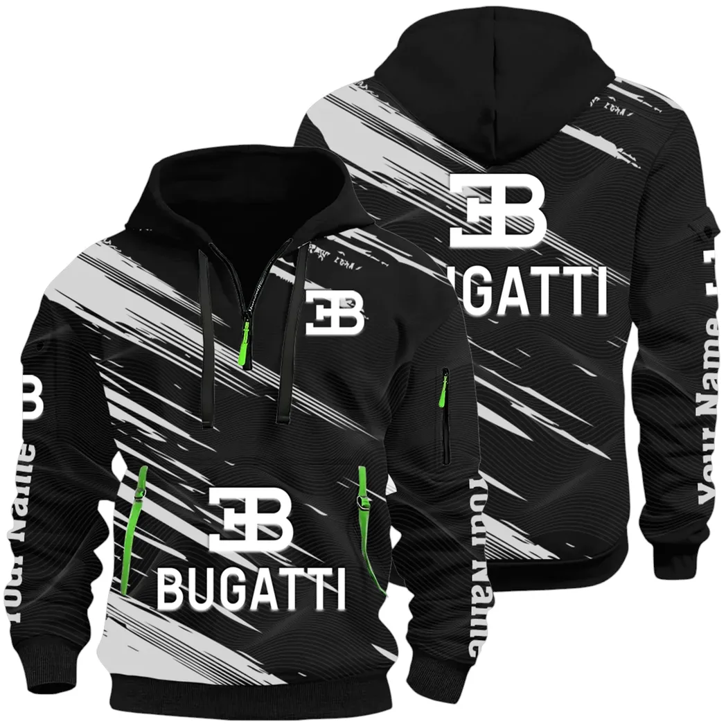 Prestige Coupe Hoodie Half Zip 3D, Urban Style & Relaxed Fit Hoodie CAR514 - Black