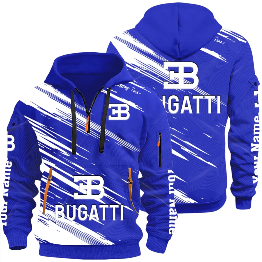 Prestige Coupe Hoodie Half Zip 3D, Urban Style & Relaxed Fit Hoodie CAR514 - Blue