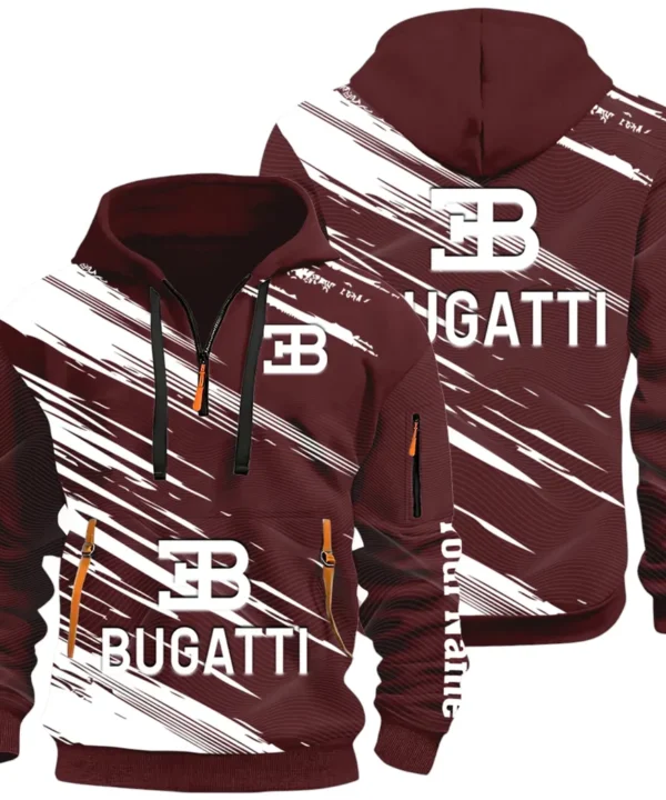 Prestige Coupe Hoodie Half Zip 3D, Urban Style & Relaxed Fit Hoodie CAR514 - Dark Red