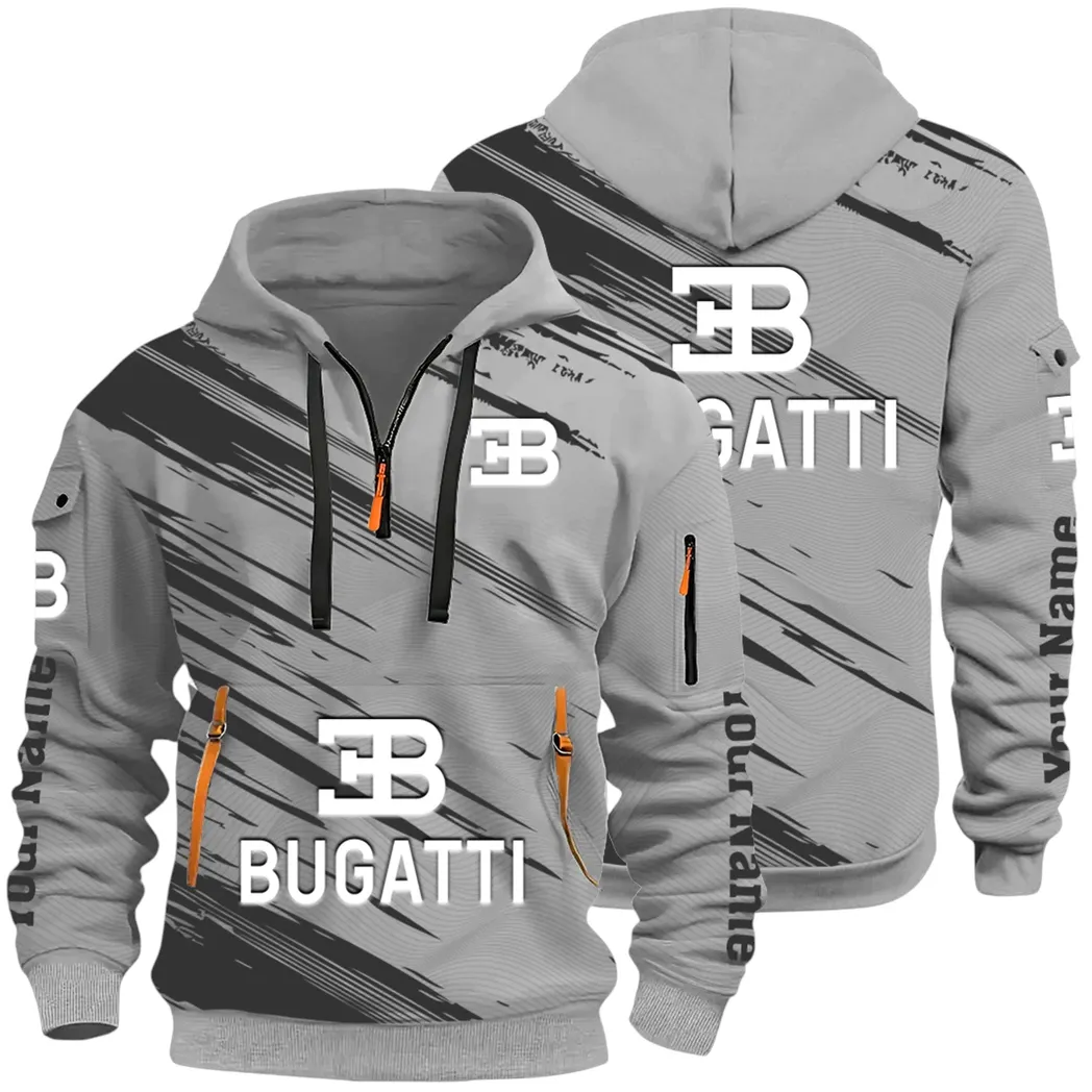 Prestige Coupe Hoodie Half Zip 3D, Urban Style & Relaxed Fit Hoodie CAR514 - Gray