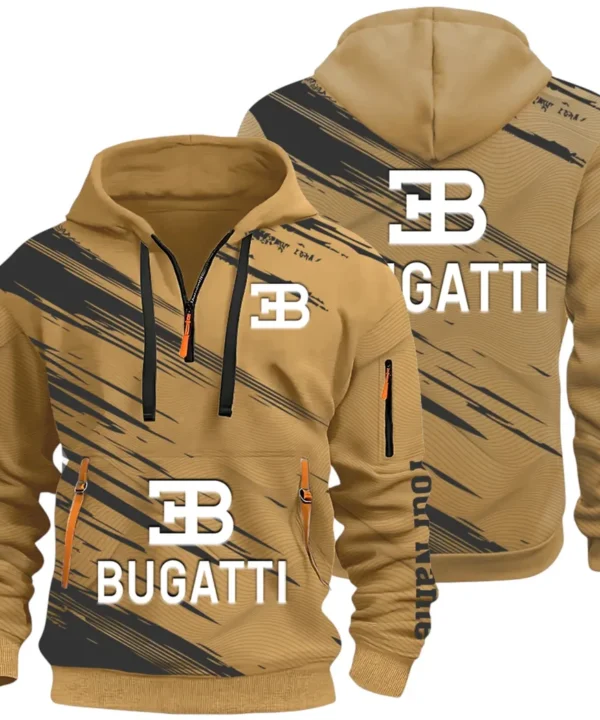 Prestige Coupe Hoodie Half Zip 3D, Urban Style & Relaxed Fit Hoodie CAR514 - Khaki