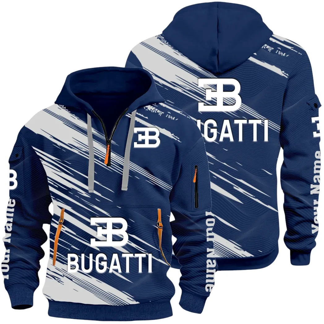 Prestige Coupe Hoodie Half Zip 3D, Urban Style & Relaxed Fit Hoodie CAR514 - Navy
