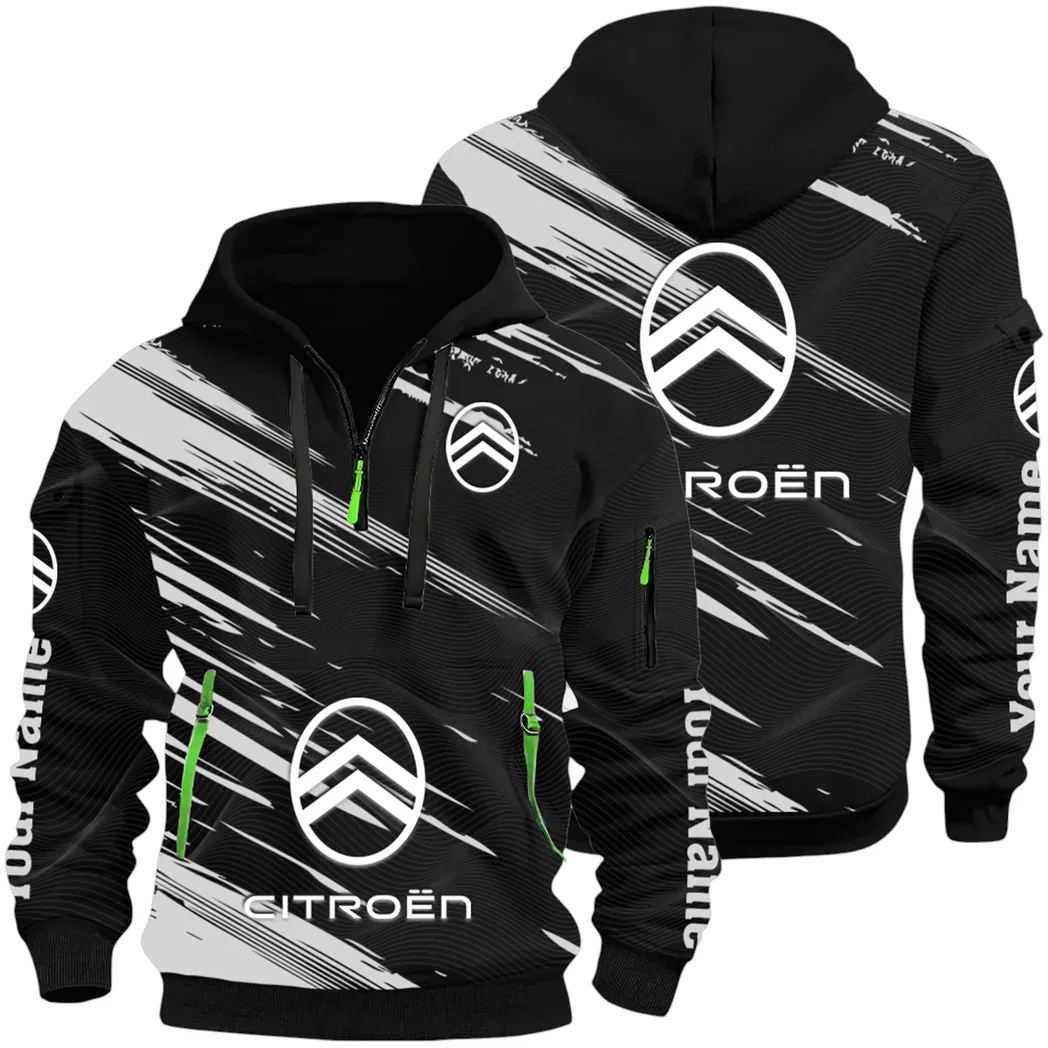 European Car Hoodie Half Zip 3D, Comfortable Everyday Hoodie CAR514 - Black