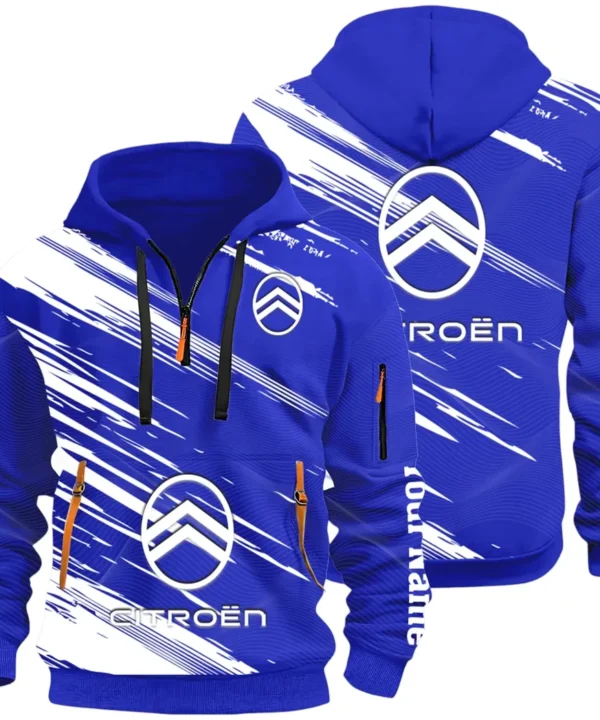 European Car Hoodie Half Zip 3D, Comfortable Everyday Hoodie CAR514 - Blue