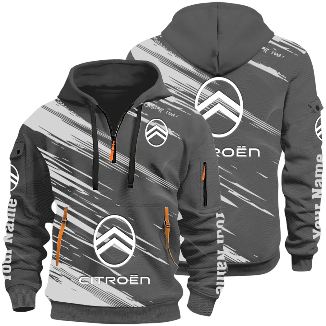 European Car Hoodie Half Zip 3D, Comfortable Everyday Hoodie CAR514 - Dark Gray