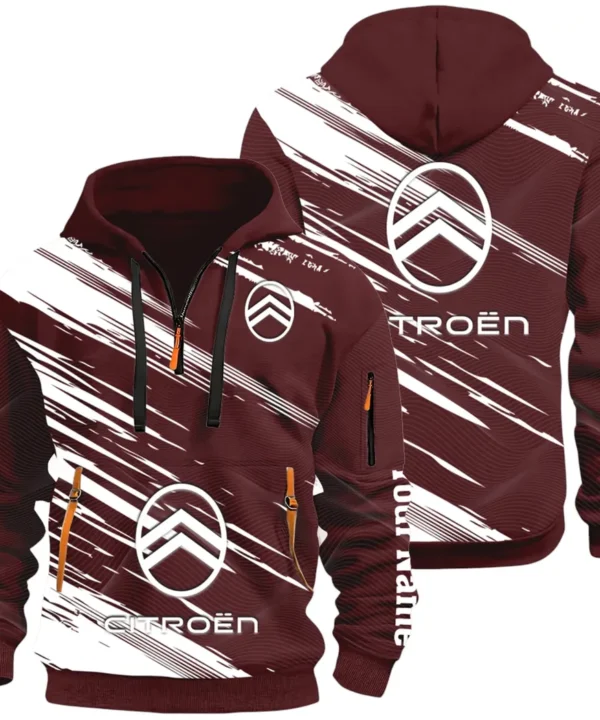 European Car Hoodie Half Zip 3D, Comfortable Everyday Hoodie CAR514 - Dark Red