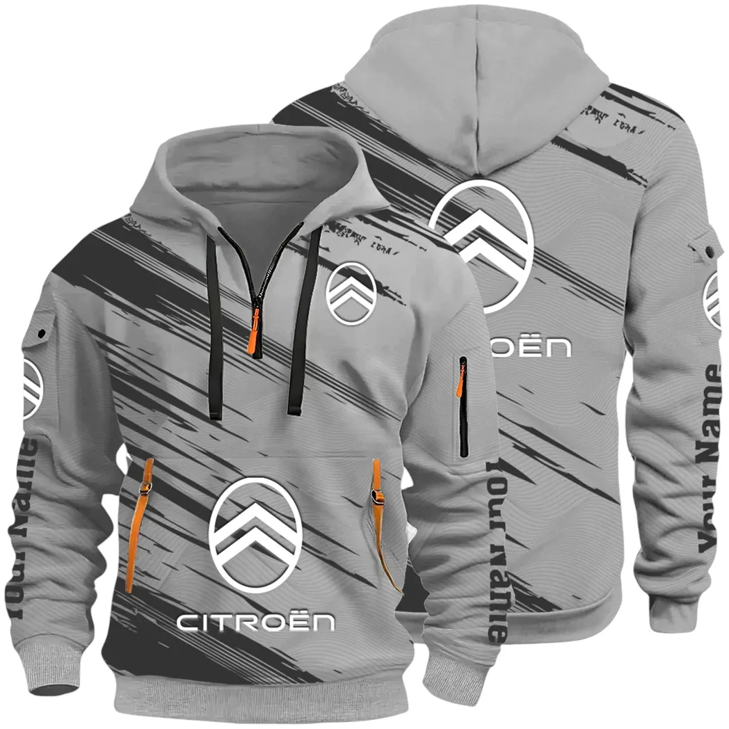 European Car Hoodie Half Zip 3D, Comfortable Everyday Hoodie CAR514 - Gray